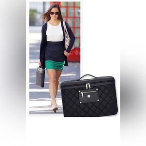 Knomo Jesi Black Quilted 15" Laptop/Tablet Briefcase Shoulder Bag EUC